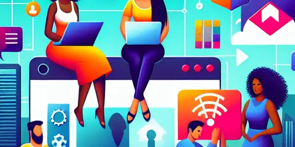 A vibrant digital landscape showcasing diverse individuals sharing personalized adult video content safely and collaboratively.