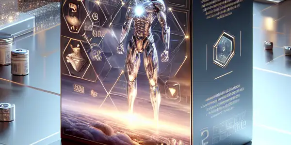 Futuristic adult film packaging design featuring high-tech elements, eco-friendly materials, and personalized customization options.