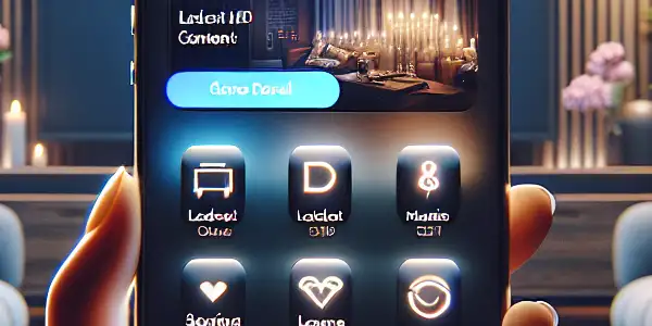 A modern smartphone interface displaying the "AV天堂" app in a cozy, dimly-lit room setting.